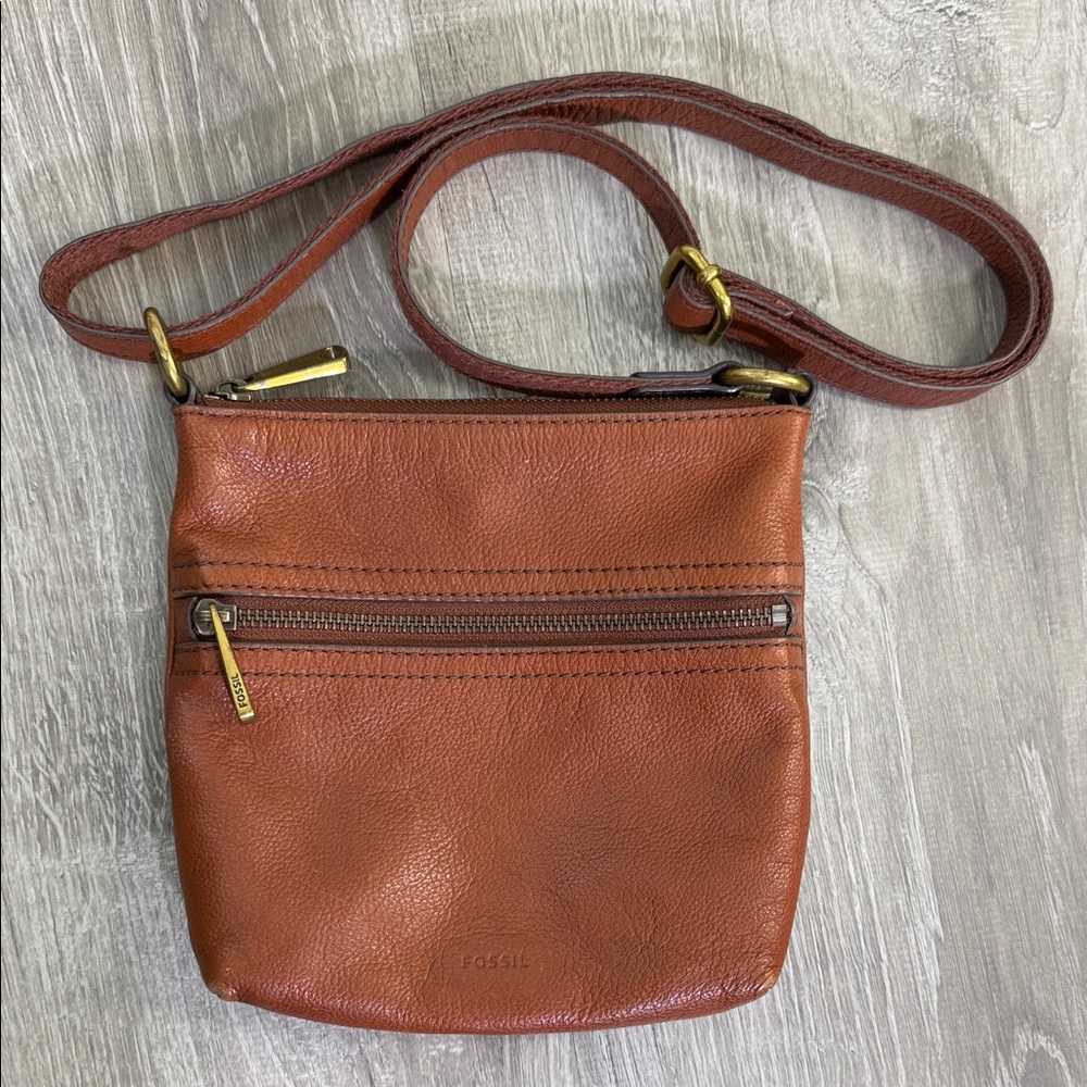 Fossil Brown Leather Crossbody Bag